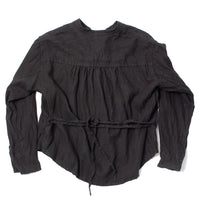 Pas de Calais Washed Double-Sided Brushed Linen Canvas Shirt Jacket in Black