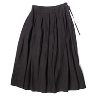 Pas de Calais Washed Double-Sided Brushed Linen Canvas Skirt in Black