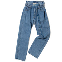 Proche Upcycled Paper Bag Jeans in Mixed Denim