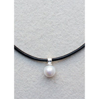 Sapir Bachar Eroded Pearl Leather Choker in Sterling Silver