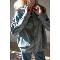 Dopple & Scent Dobby Check Oversized Shirt in Blue