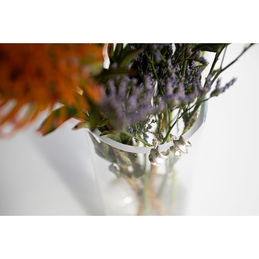 Sapir Bachar Vessel Huggies in Sterling Silver