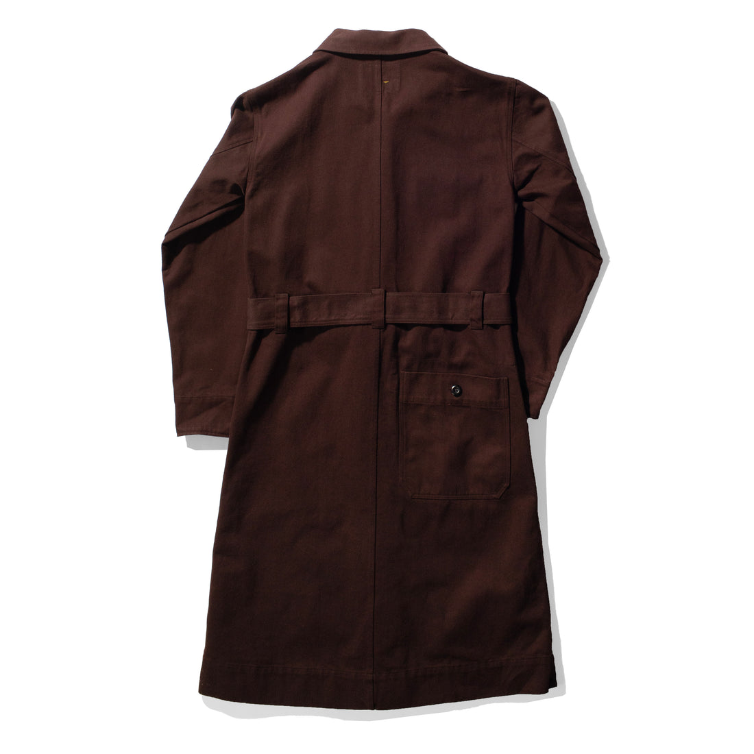 MHL. Overall Dress in Mahogany Worn Cotton Drill