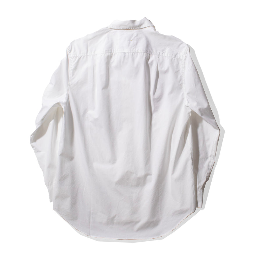 MHL. Longline Shirt in White Compact Cotton Poplin