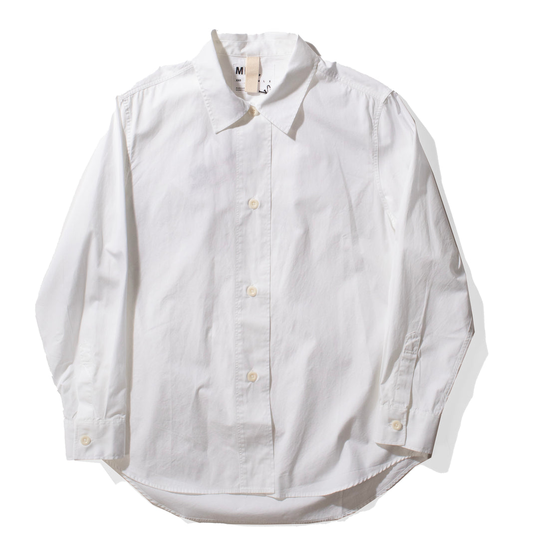 MHL. Longline Shirt in White Compact Cotton Poplin