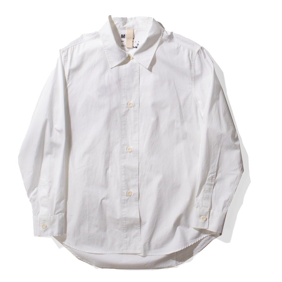 MHL. Longline Shirt in White Compact Cotton Poplin