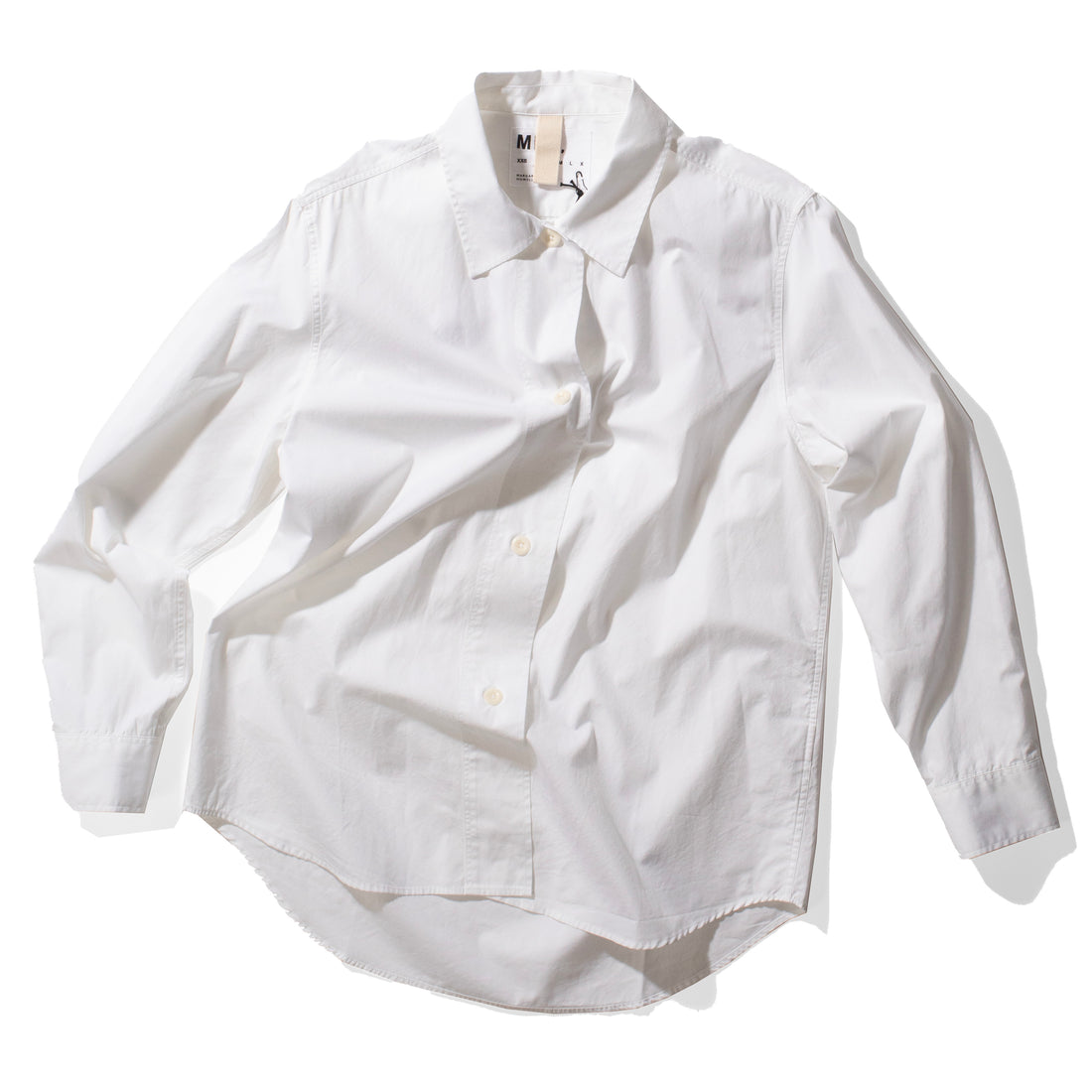 MHL. Longline Shirt in White Compact Cotton Poplin
