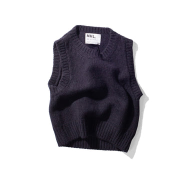 MHL. Chunky Crew Neck Slipover in Rich Navy British Merino