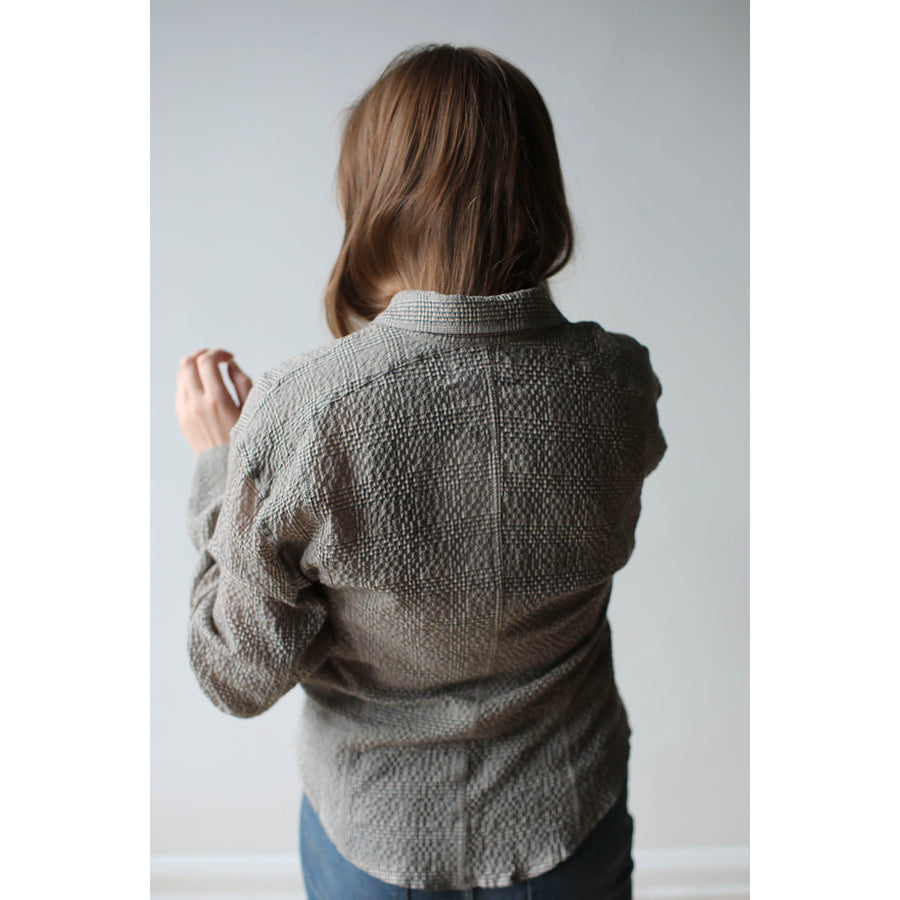 Hope Shape Shirt in Crinkled Grey Check
