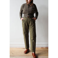 Pas de Calais Cotton Grosgrain Tapered Pants in Khaki