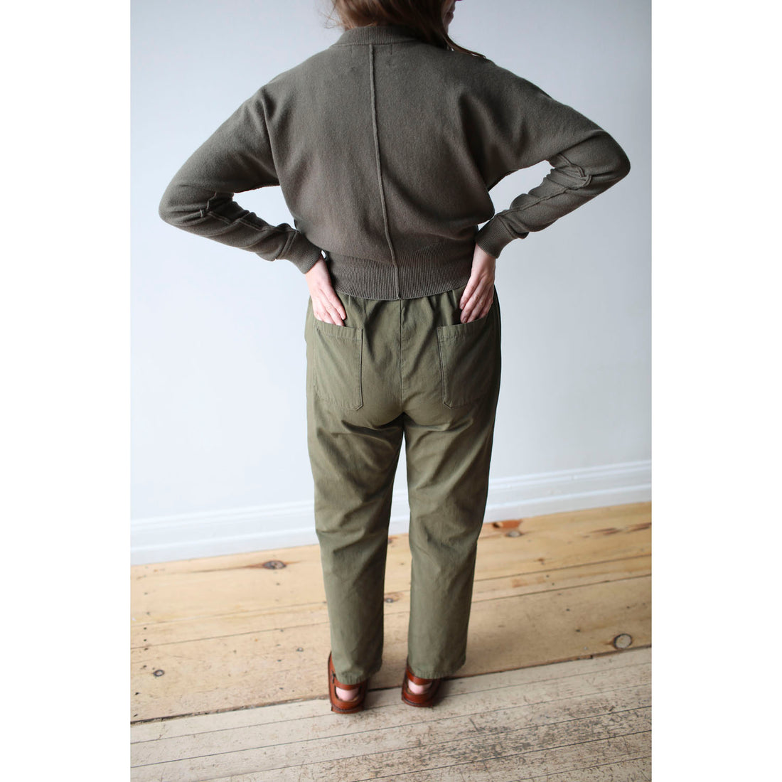 Pas de Calais Cotton Grosgrain Tapered Pants in Khaki