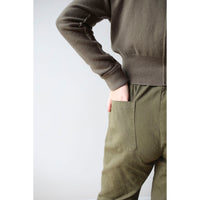 Pas de Calais Cotton Grosgrain Tapered Pants in Khaki