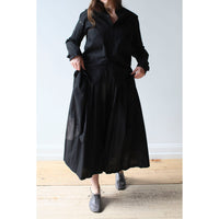 Pas de Calais Cotton Checkered Gathered Skirt in Black