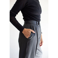 Nomia Wide Leg Pleated Trouser in Charcoal