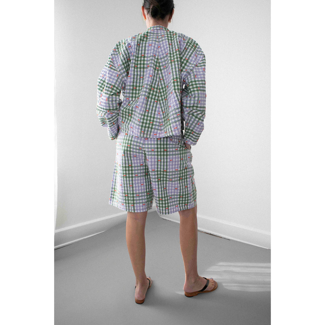 Henrik Vibskov Drawstring Shorts in Checks Fillé