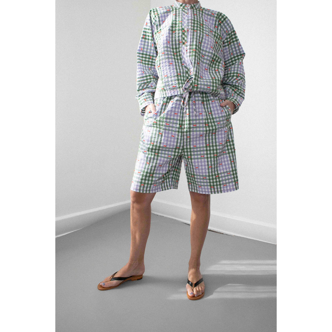 Henrik Vibskov Drawstring Shorts in Checks Fillé