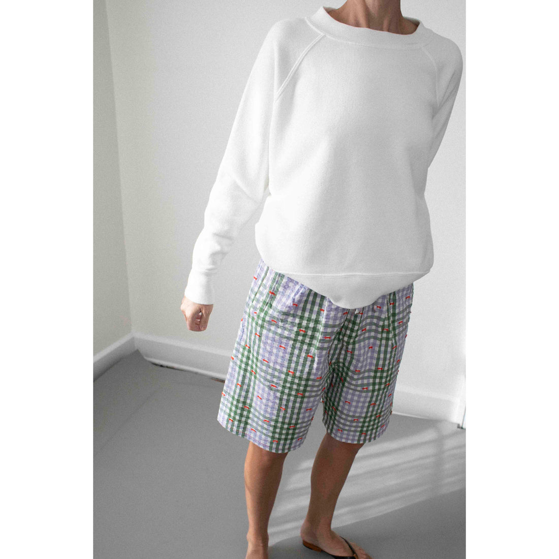 JUDITH Boxy Raglan Crew in White