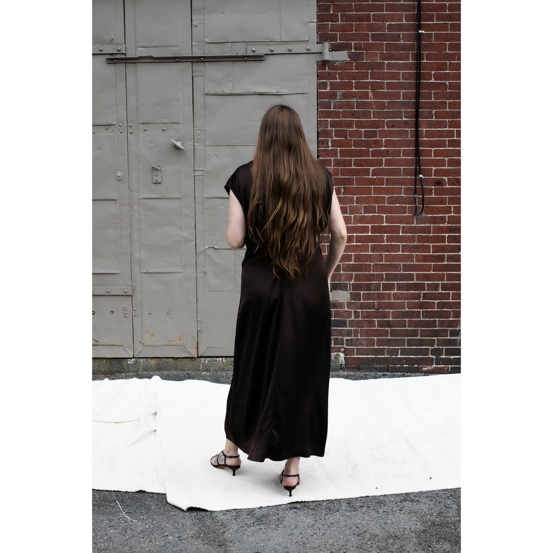 Apiece Apart Monde Drape Bias Maxi Dress in Black Coffee