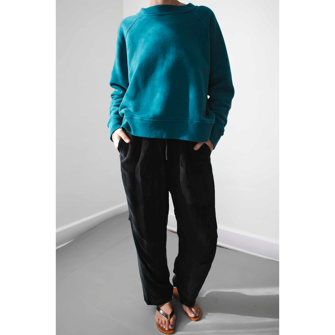 JUDITH Boxy Raglan Crew in Vintage Juniper