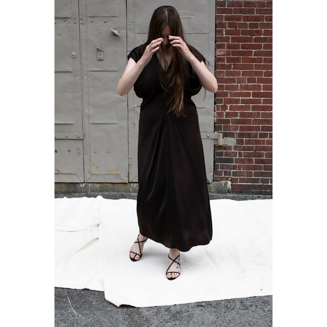 Apiece Apart Monde Drape Bias Maxi Dress in Black Coffee