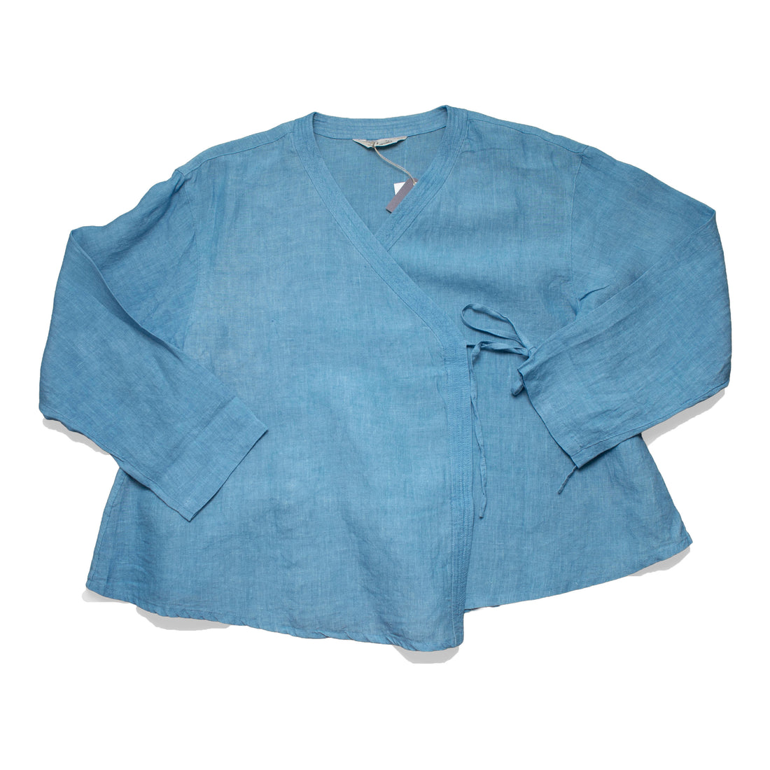 Ichi Antiquités Indigo Linen Cache-Coeur Shirt in Light