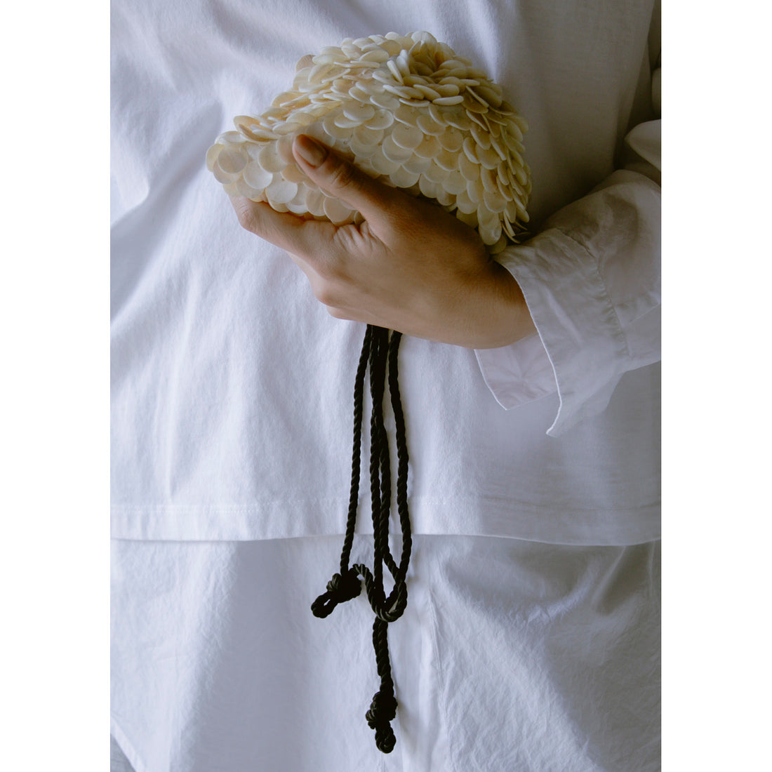 Flor Studio Sirena Bag in Mother of Pearl and Black Cording
