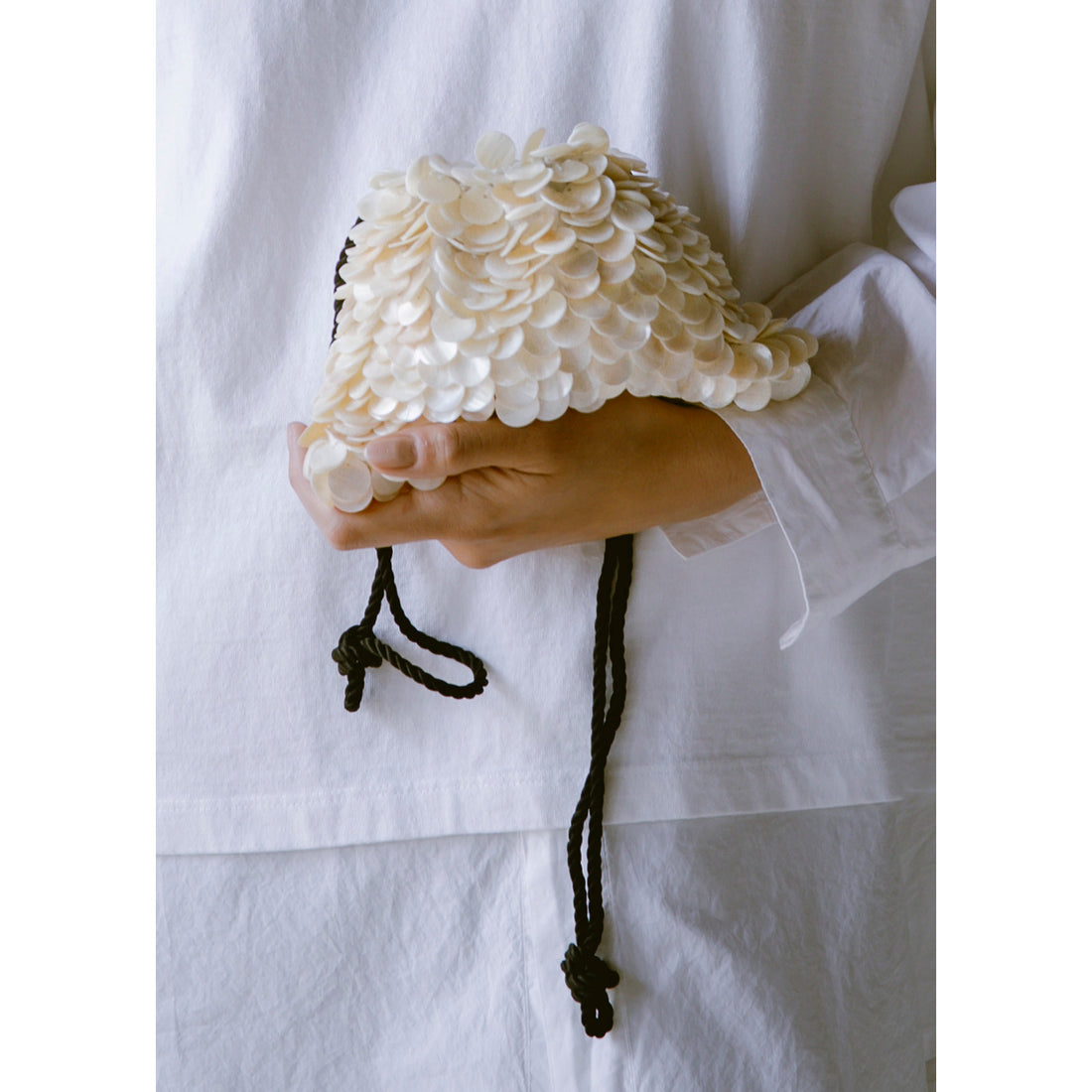 Flor Studio Sirena Bag in Mother of Pearl and Black Cording
