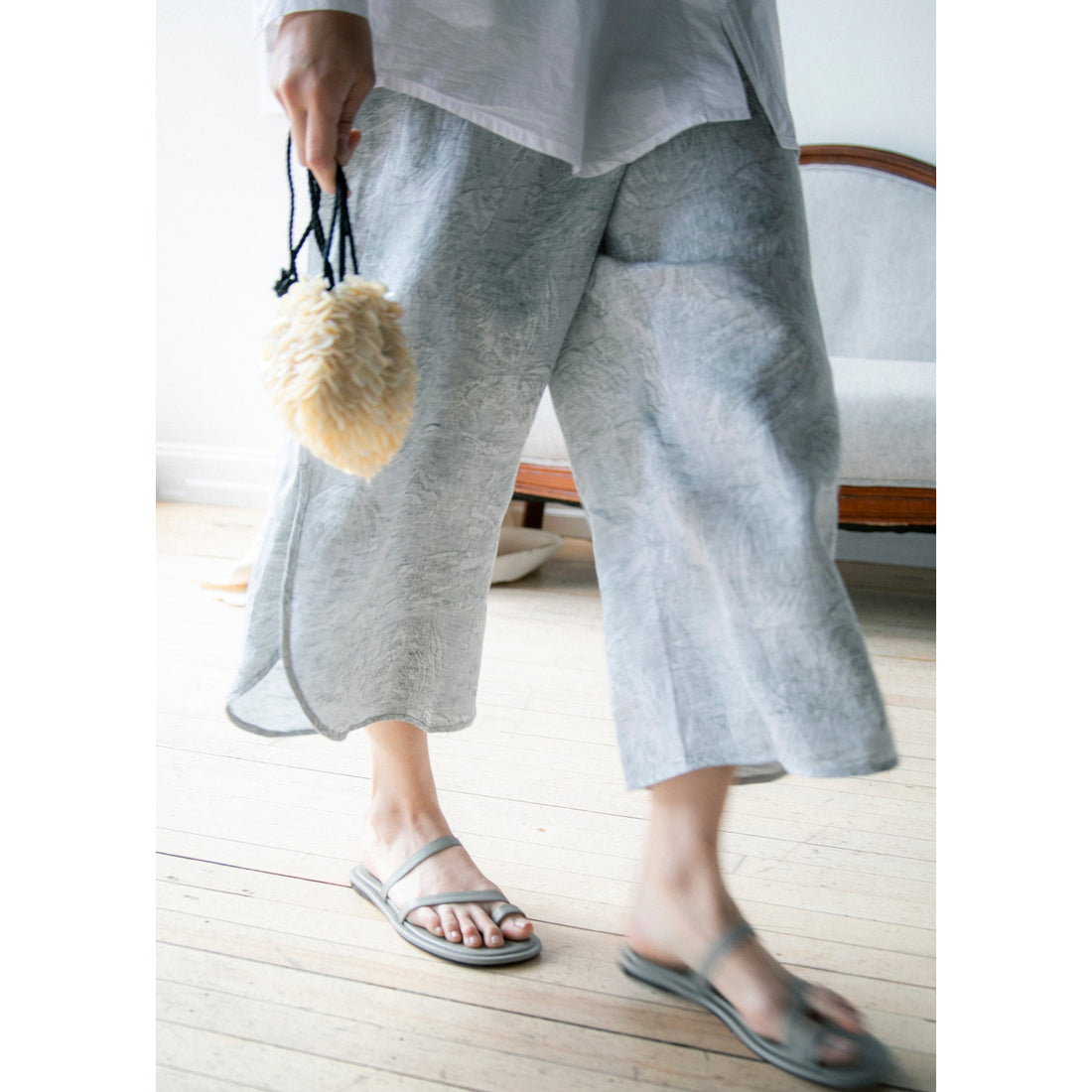 Flor Studio Sirena Bag in Mother of Pearl and Black Cording
