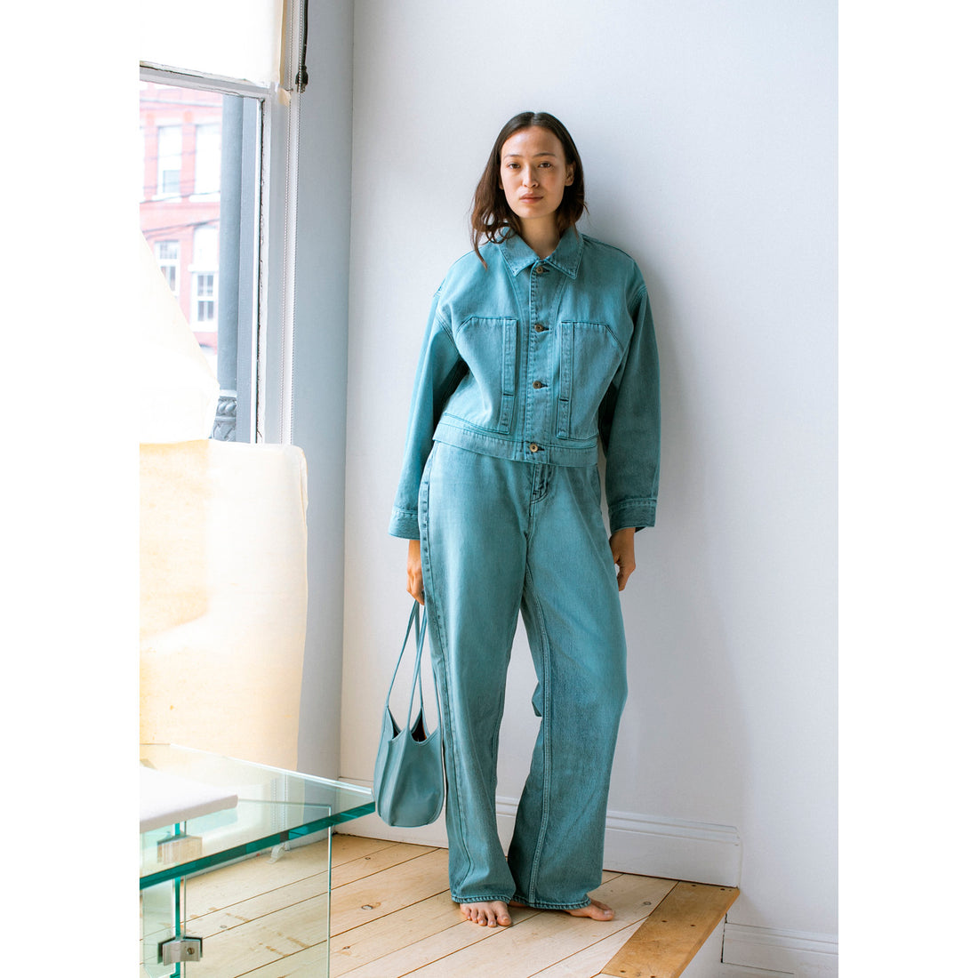 Sayaka Davis Cropped Jacket in Aqua