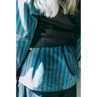 Kaarem Urchin Sleeveless Silk Organza Tie Top in Dark Blue