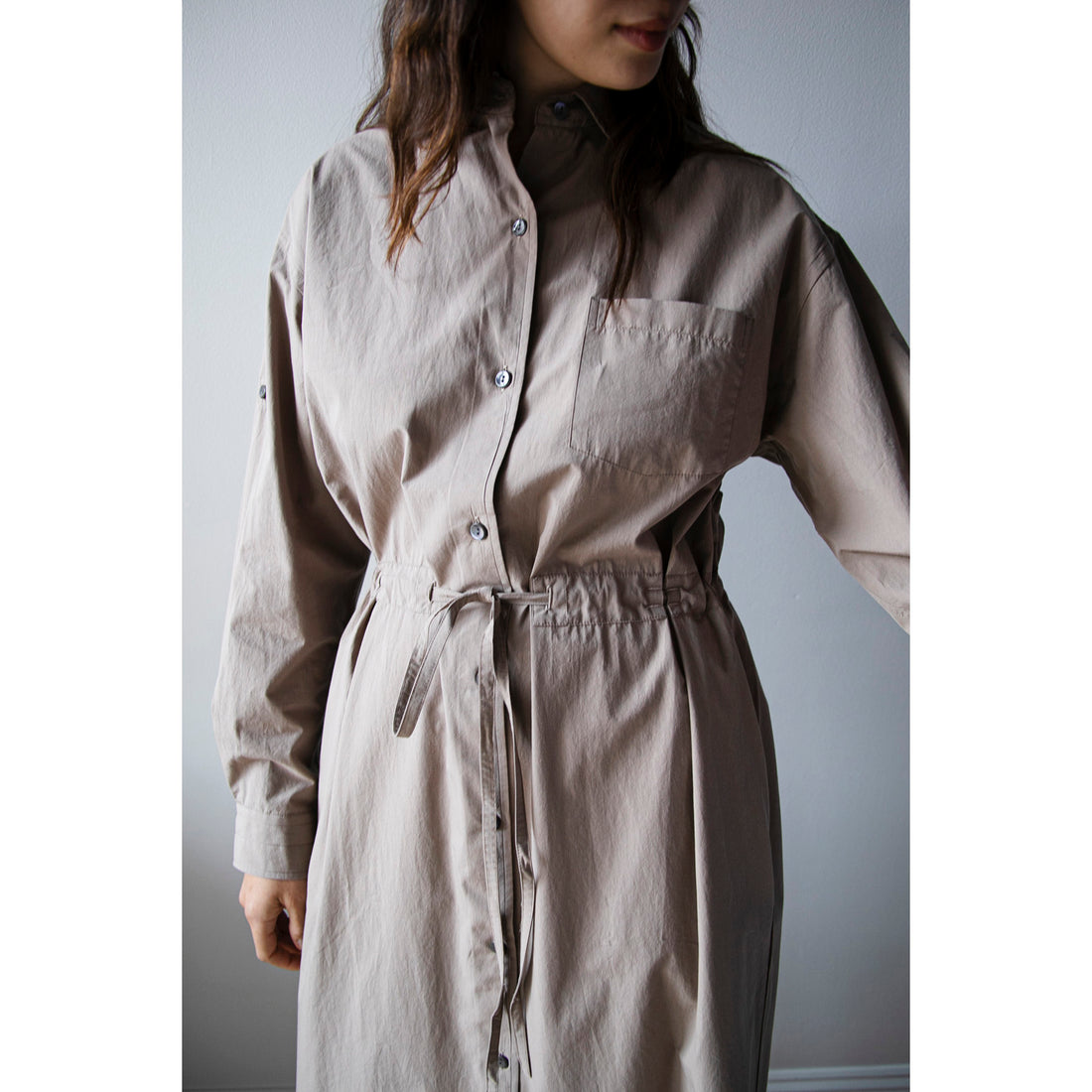 Maria McManus Drawstring Shirt Dress in Mouseback