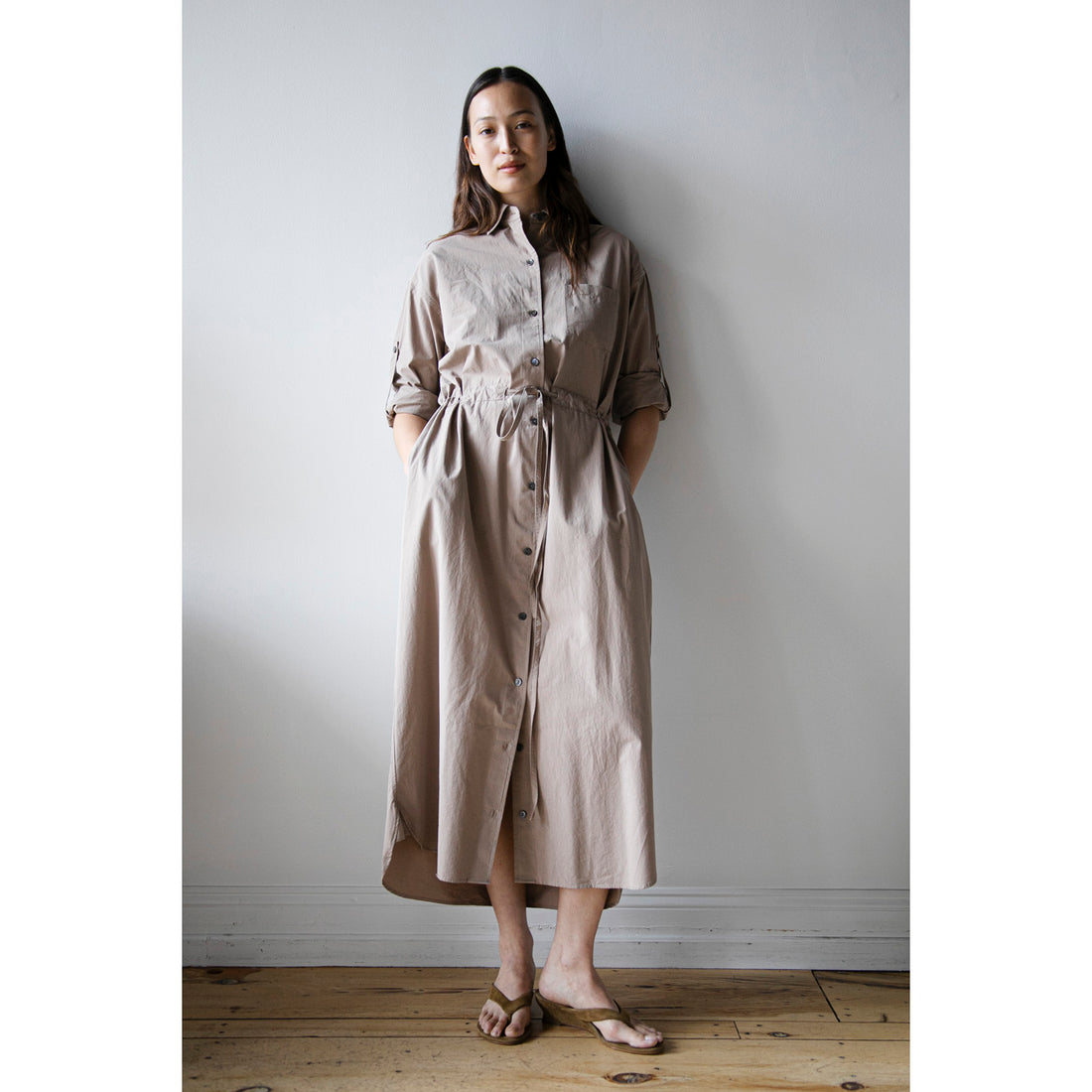 Maria McManus Drawstring Shirt Dress in Mouseback