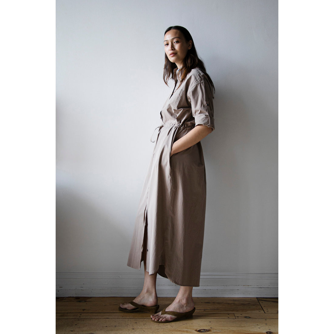 Maria McManus Drawstring Shirt Dress in Mouseback