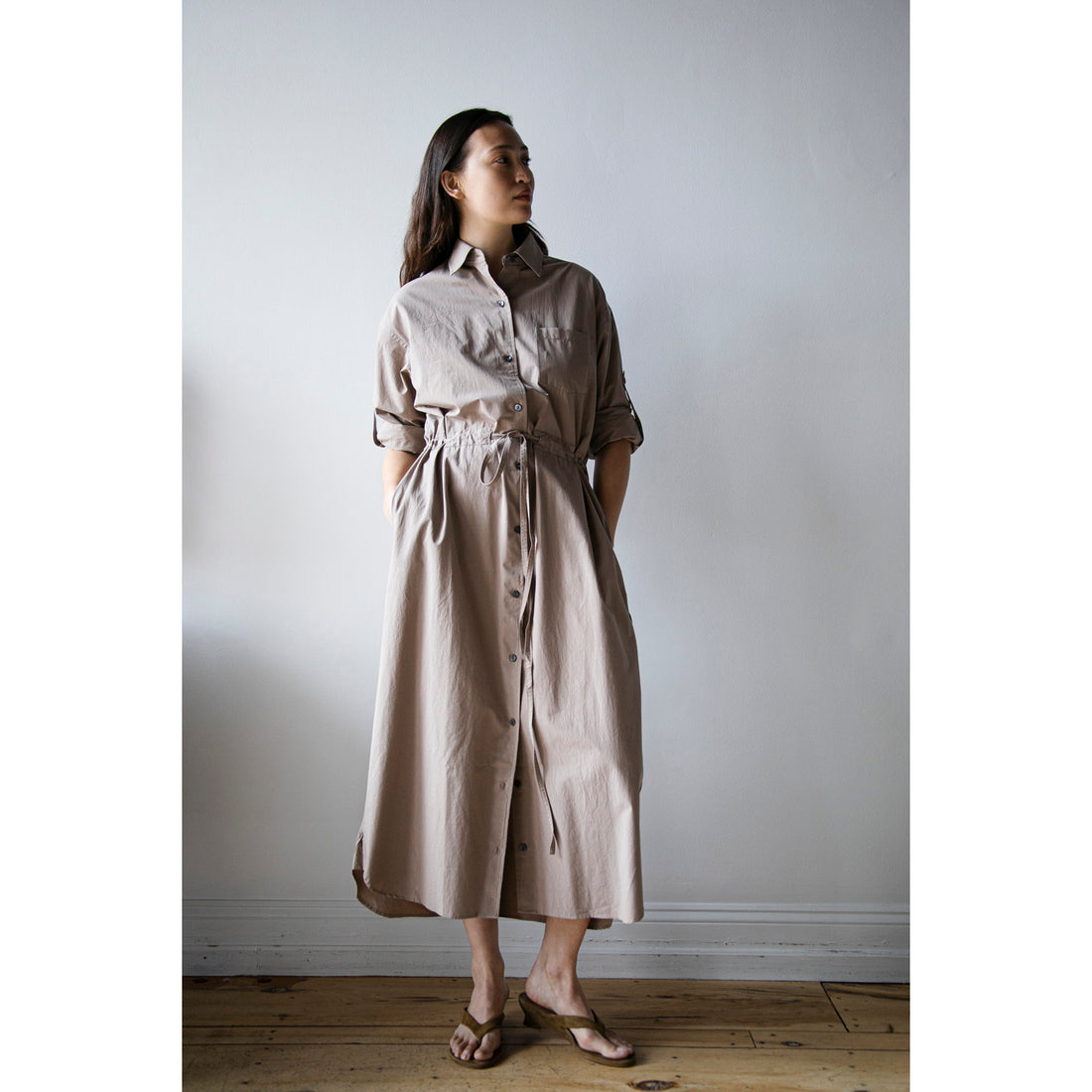 Maria McManus Drawstring Shirt Dress in Mouseback