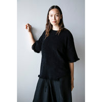 Maria McManus Drop Shoulder Fray Crew in Black