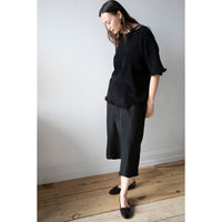 Maria McManus Drop Shoulder Fray Crew in Black