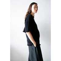 Maria McManus Drop Shoulder Fray Crew in Black
