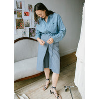 Proche Apron Wrap Capri Shorts in Chambray