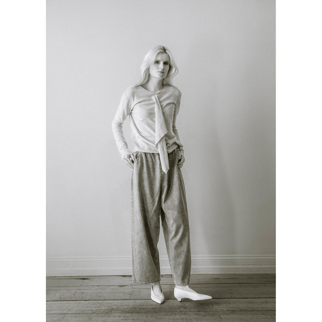 Pas de Calais 8oz Natural Denim Easy Pants in Ice Blue