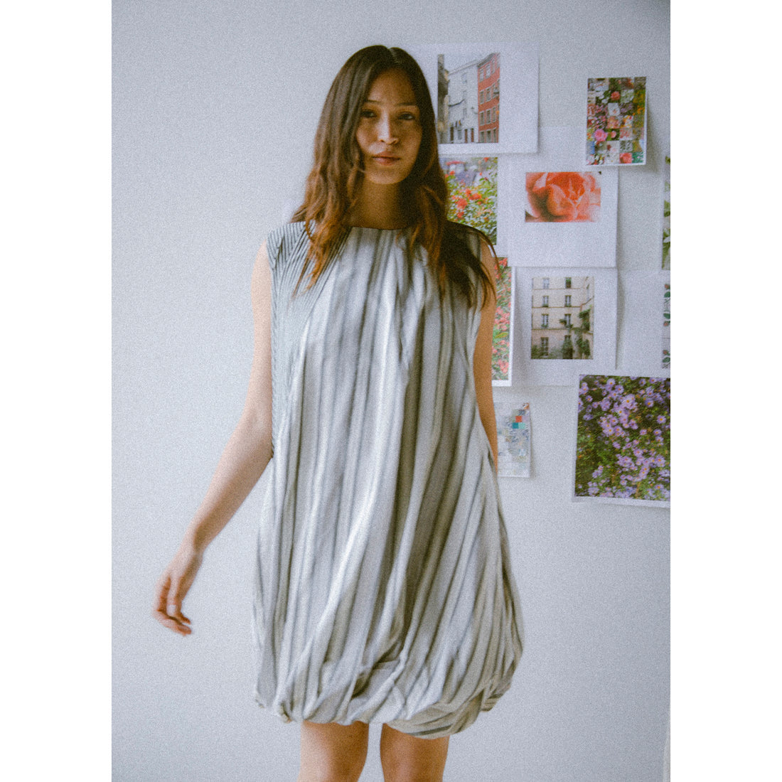 Baserange Bella Dress in Grey Stripe