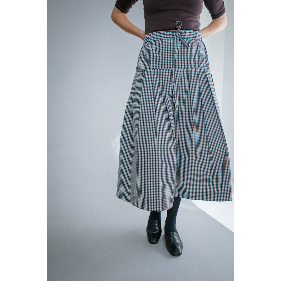 Kasmaria Pleated Skirt in Black and White Check Taffeta