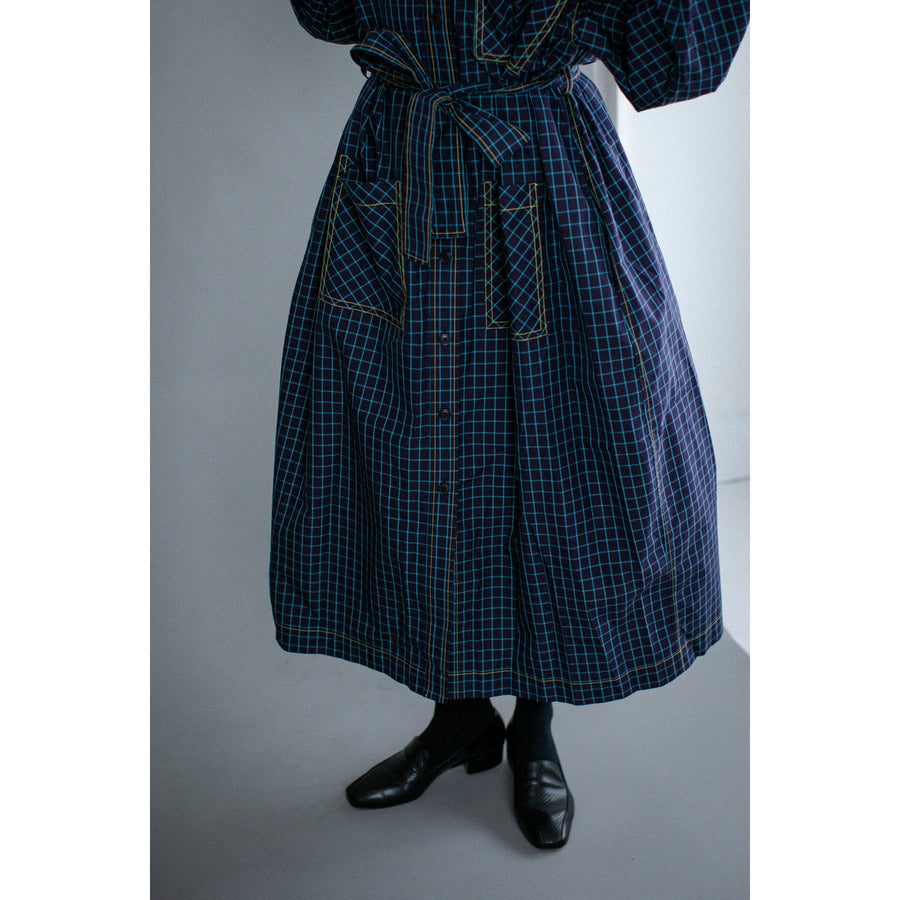 Kasmaria Trench Dress in Blue Windowpane Check