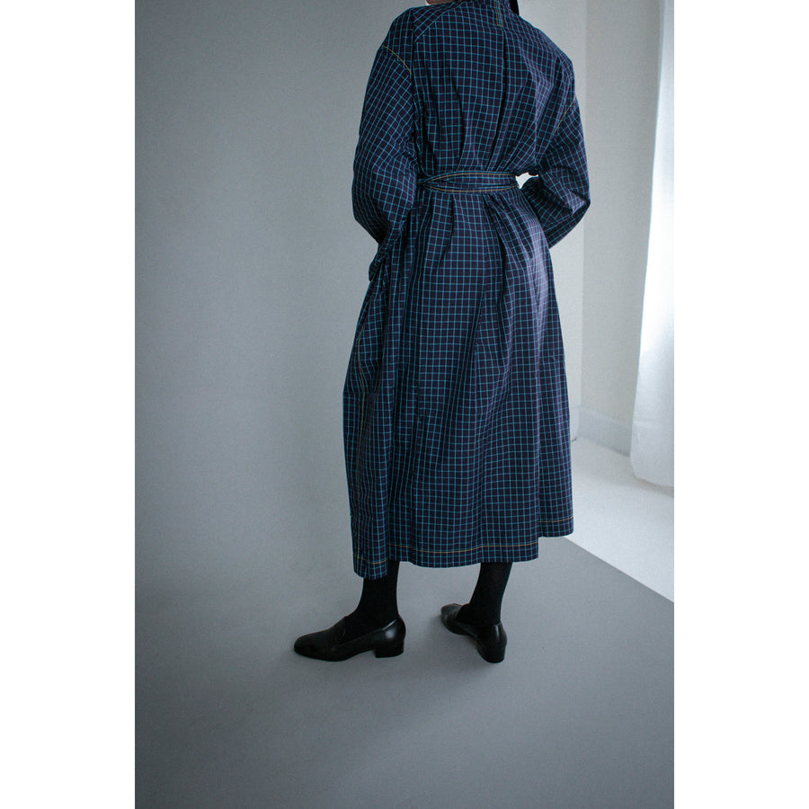 Kasmaria Trench Dress in Blue Windowpane Check