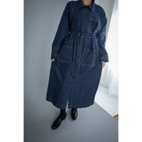 Kasmaria Trench Dress in Blue Windowpane Check