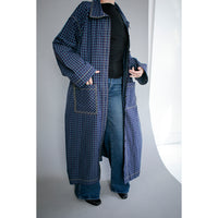 Kasmaria Trench Dress in Blue Windowpane Check