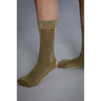 Swedish Stockings Ines Shimmery Socks in Olive Green