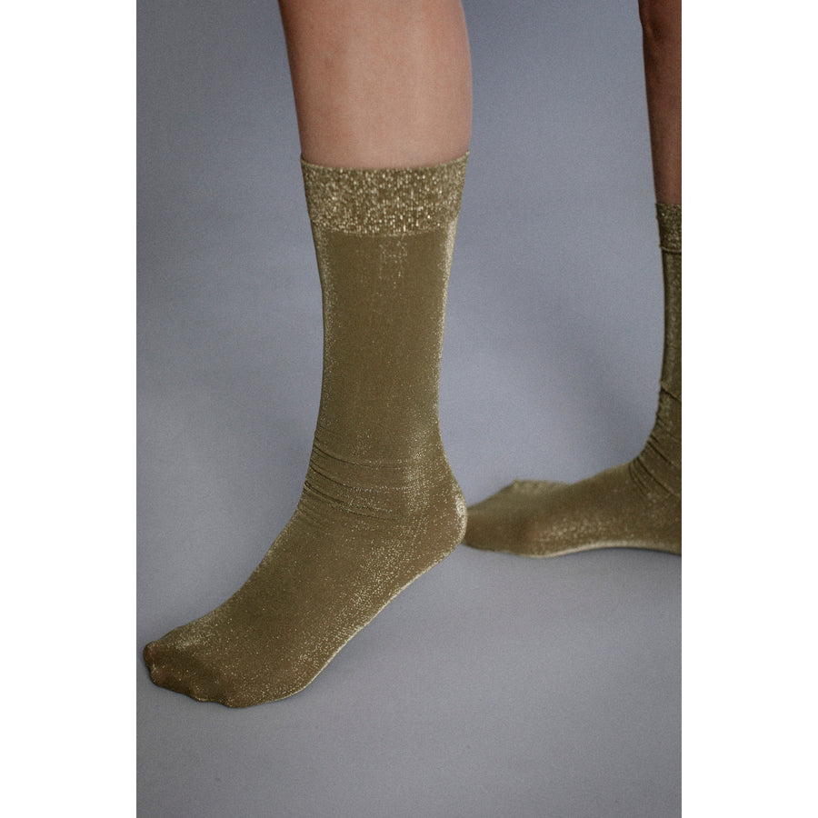 Swedish Stockings Ines Shimmery Socks in Olive Green