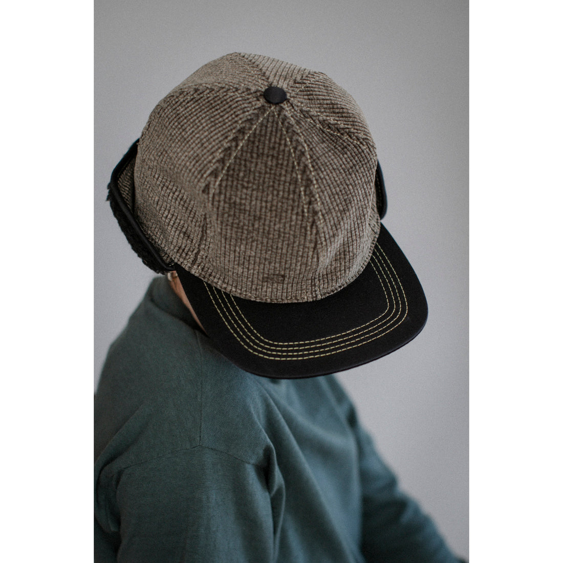 Kasmaria Corduroy Sherpa Cap in Heather Brown