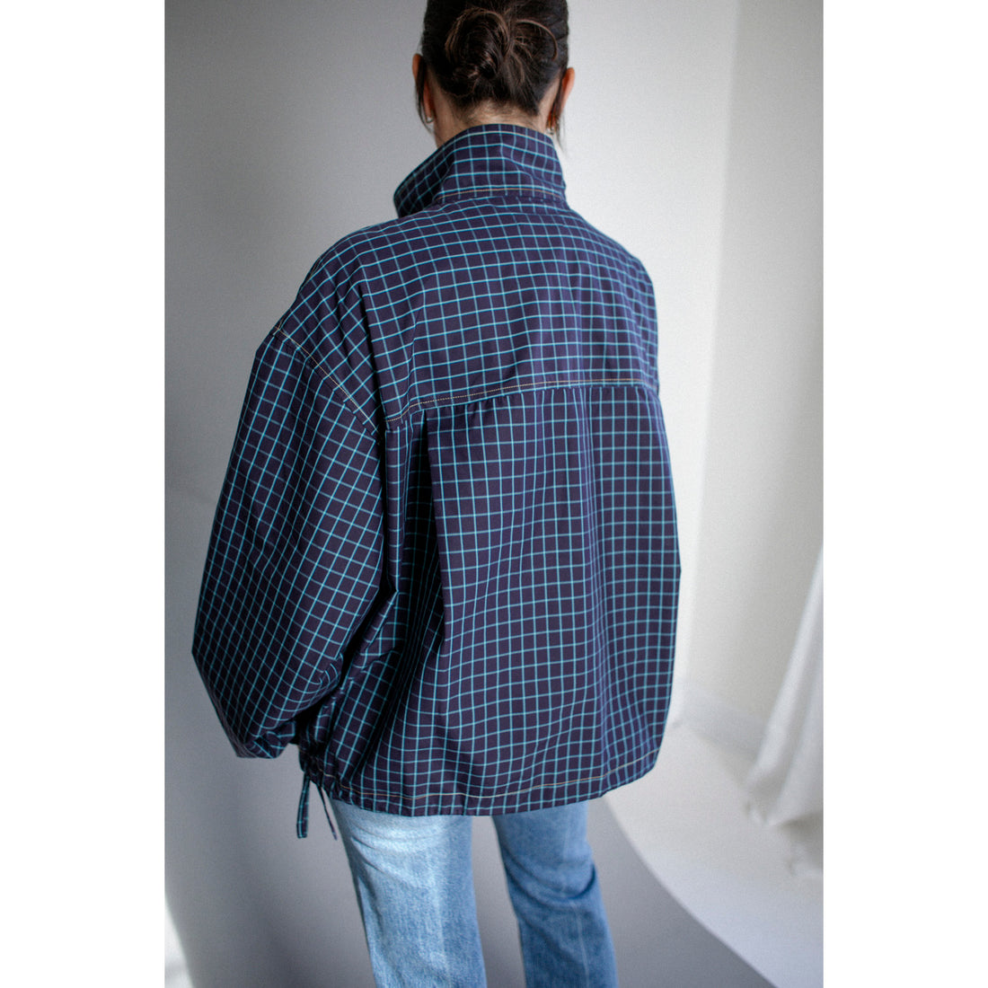 Kasmaria Anorak in Blue Windowpane Check