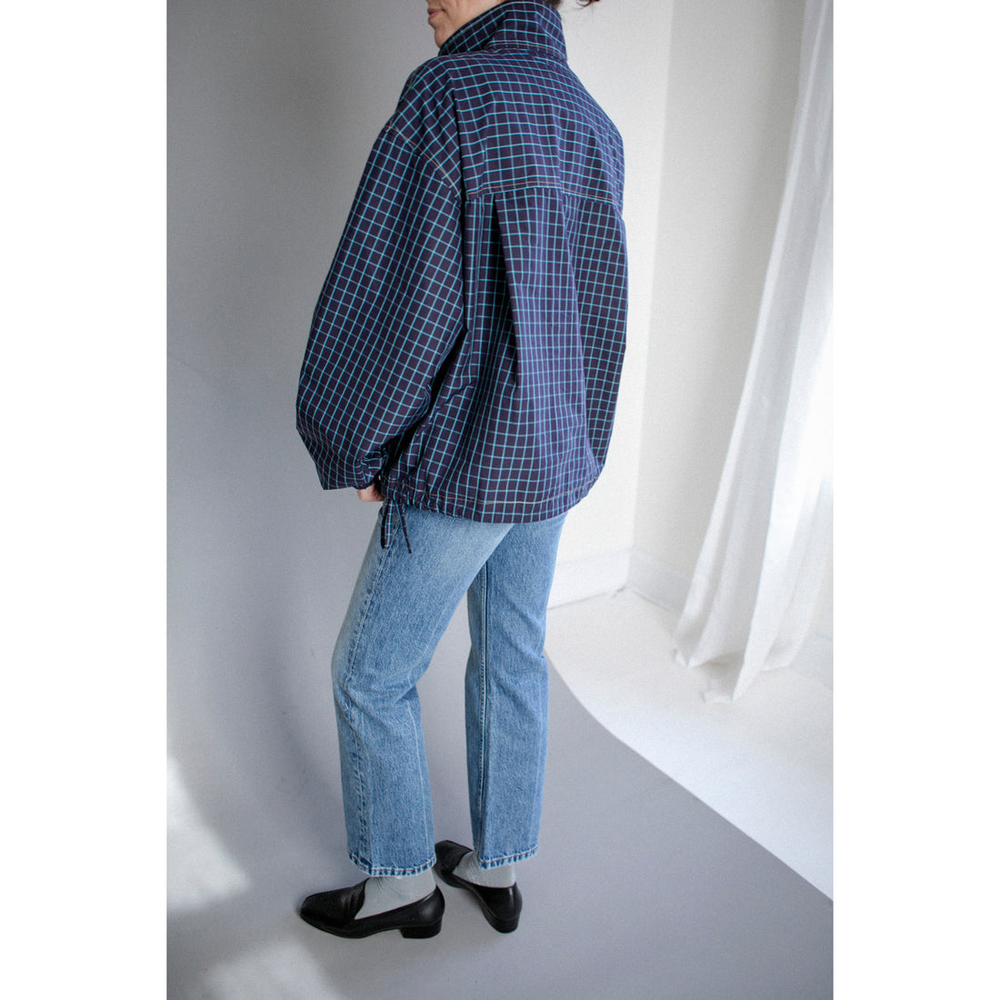 Kasmaria Anorak in Blue Windowpane Check